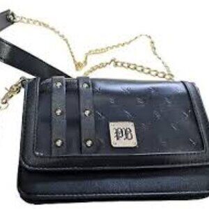 PLAYBOY Black Crossbody Bag with Gold Chain Strap